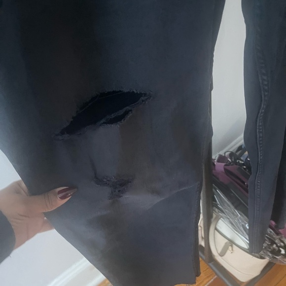 Anthropologie Distressed Black Straight Leg Jeans - Picture 4 of 7